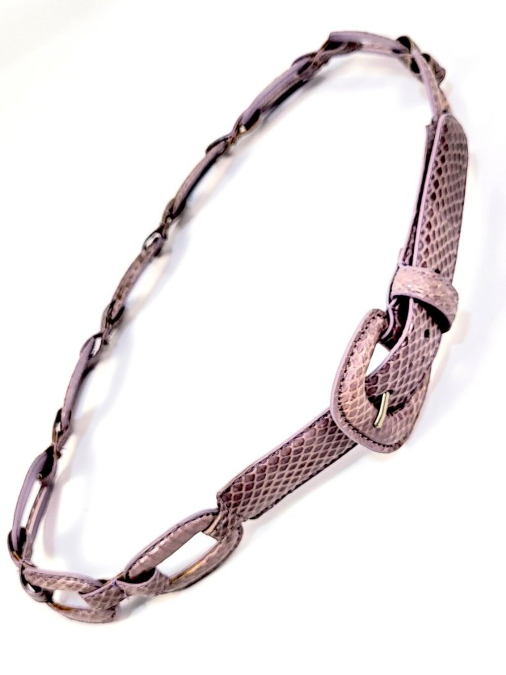 Belt Genuine Snakeskin Lavender Leather Lined Rings Lady's M sz Unused Vintage